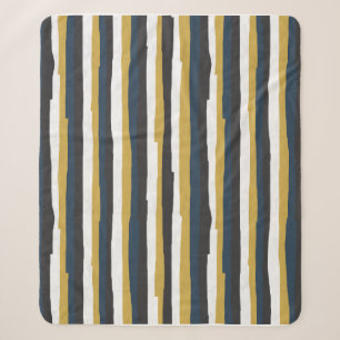 Cobertor Sherpa Abstract vintage stripes golden navy