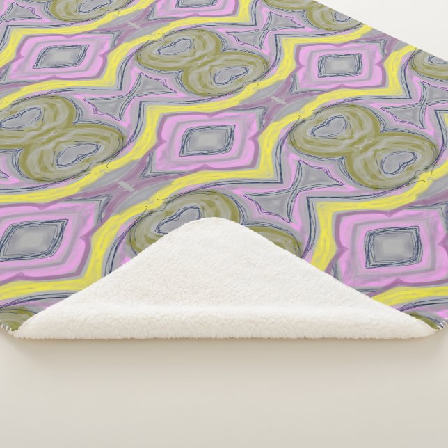 Cobertor Sherpa Abstrato Amarelo (3/4)
