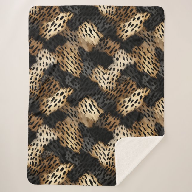 Cobertor Sherpa Abstrato-animal-leopardo-negro (Frente)