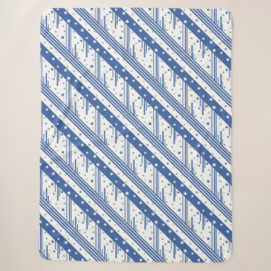 Cobertor Sherpa Abstrato azul e branco