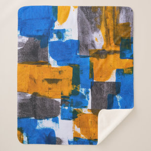 Cobertor Sherpa Abstrato azul, laranja e cinza