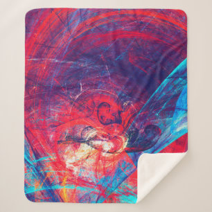 Cobertor Sherpa Abstrato belo fundo vermelho e azul brilhante