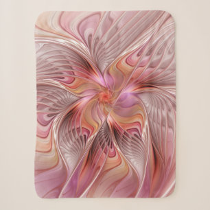 Cobertor Sherpa Abstrato Butterfly Fantasy Fractal Arte Colorida