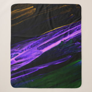 Cobertor Sherpa Abstrato criativo, verde e roxo, azul-neon