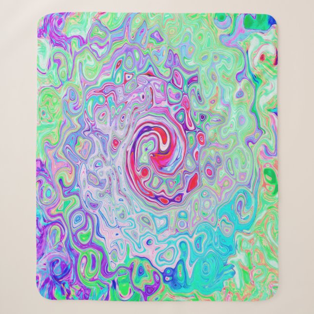 Cobertor Sherpa Abstrato da Groovy com espiral retrógrada e verde (Frente)