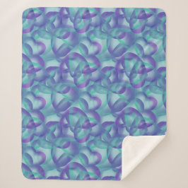 Cobertor Sherpa Abstrato de Corações Sobrepostos Em Padrão De Aqua