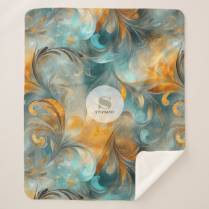 Cobertor Sherpa Abstrato de Paisley Metálico Russo - Inspirado na 