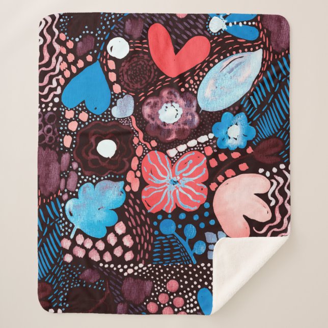 Cobertor Sherpa Abstrato de pintura manual Dó de esboço de aquarel (Frente)