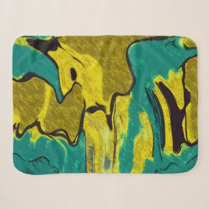 Cobertor Sherpa Abstrato de Teal Amarelo da Mostarda