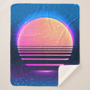 Cobertor Sherpa Abstrato do estilo geométrico de vintage dos anos