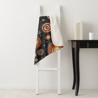 Cobertor Sherpa Abstrato em Preto, Marrons e Ferrugem