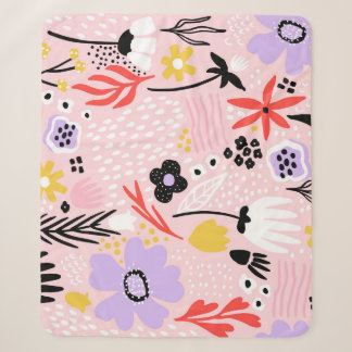 Cobertor Sherpa Abstrato Floral: Creative Vintage Design.