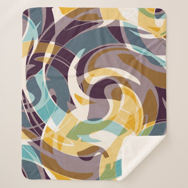 Cobertor Sherpa Abstrato geométrico efeito de grafite (Frente)