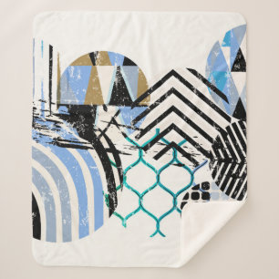 Cobertor Sherpa abstrato geométrico em círculo, com inclinação 