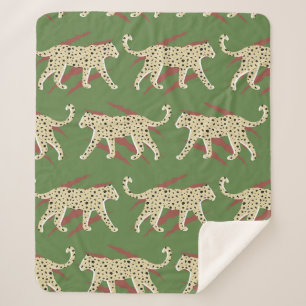 Cobertor Sherpa Abstrato Leopardo-Leopardo-Desenho-Mão com Sk Ani