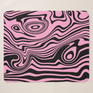 Cobertor Sherpa Abstrato - Linhas Pretas e Rosa Adormecidas - Pers