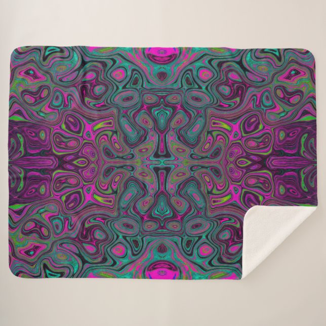 Cobertor Sherpa Abstrato Magenta e azul-lacrimogênio (Frente (Horizontal))