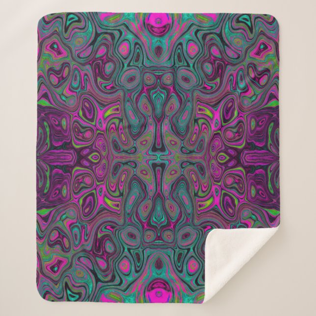 Cobertor Sherpa Abstrato Magenta e azul-lacrimogênio (Frente)