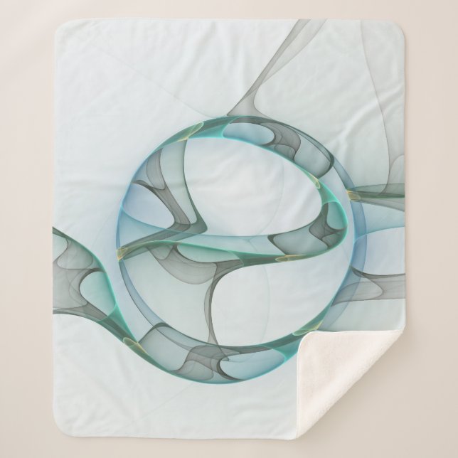 Cobertor Sherpa Abstrato moderna Cinza azul-turquesa (Frente)