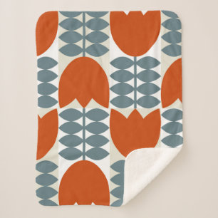 Cobertor Sherpa Abstrato moderno geométrico com flores estilizadas