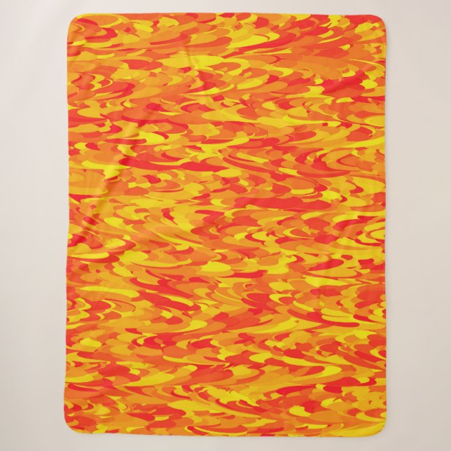 Cobertor Sherpa Abstrato - Padrão Laranja Amarelo (Frente)