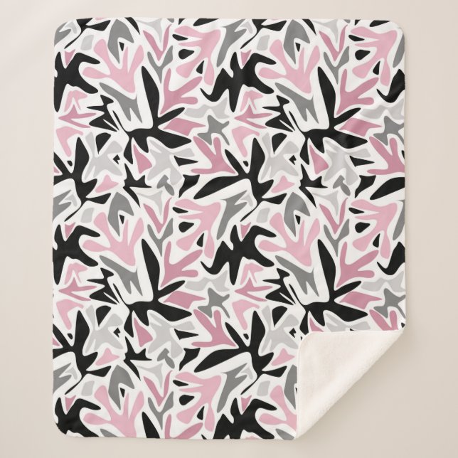 Cobertor Sherpa Abstrato, Preto e Rosa, Juventude, Pílula Moderna (Frente)
