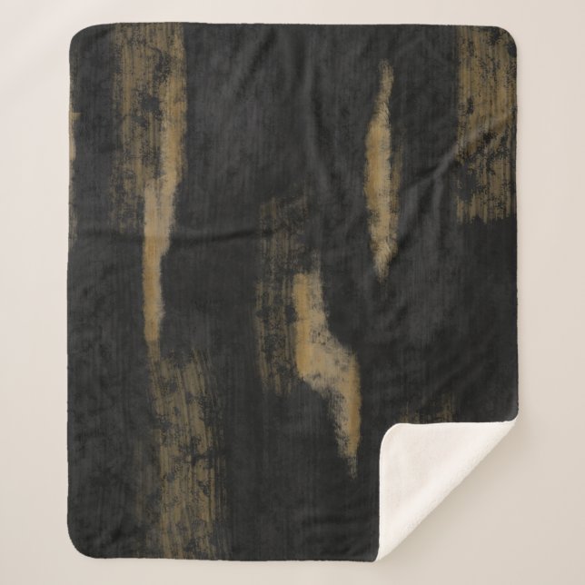 Cobertor Sherpa Abstrato Soft Hues Profundas Carvões e Dourado (Frente)