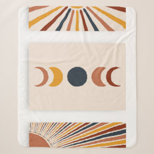 Cobertor Sherpa Abstrato Sun Moon Boho Posters