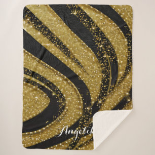 Cobertor Sherpa Abstrato suprime o nome personalizado Dourado e pr