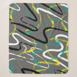 Cobertor Sherpa Abstrato Urban: Grunge Wave Lines.