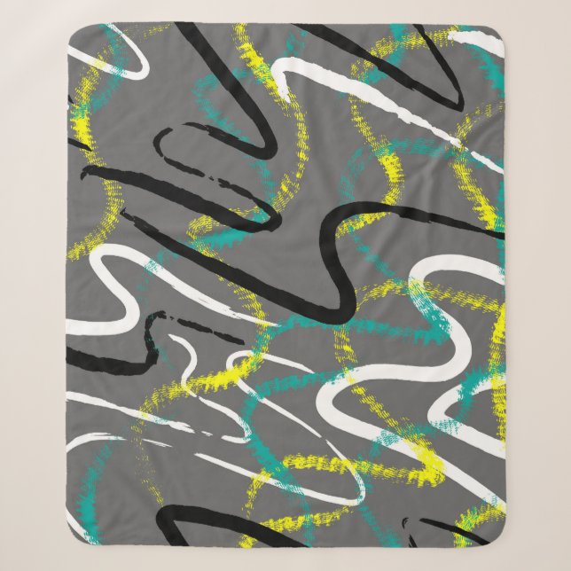 Cobertor Sherpa Abstrato Urban: Grunge Wave Lines. (Frente)