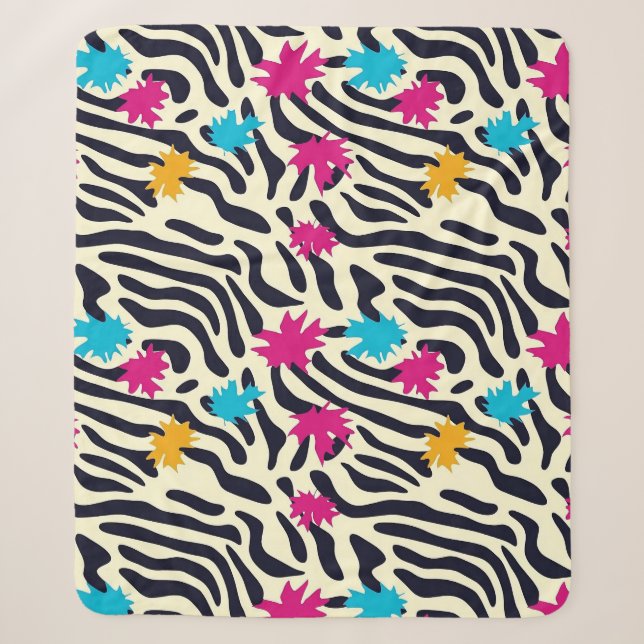 Cobertor Sherpa Abstrato Zebra Stripes com pintura folha (Frente)