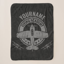 Cobertor Sherpa Academia Piloto de Avião Vintage Personalizado