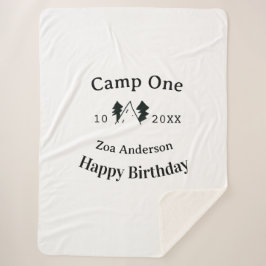 Cobertor Sherpa Acampamento um feliz aniversário nome data aventur