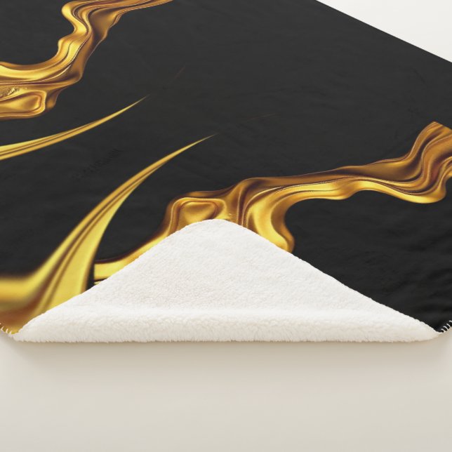 Cobertor Sherpa Achempong Opulent Swirl  Liquid Luxury Gold Black (3/4)