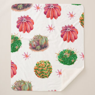 Cobertor Sherpa ?actus sem costura, padrão floral, wallpap