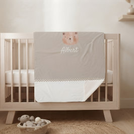 Cobertor Sherpa Adorable Customizable Baby Blanket with Bear