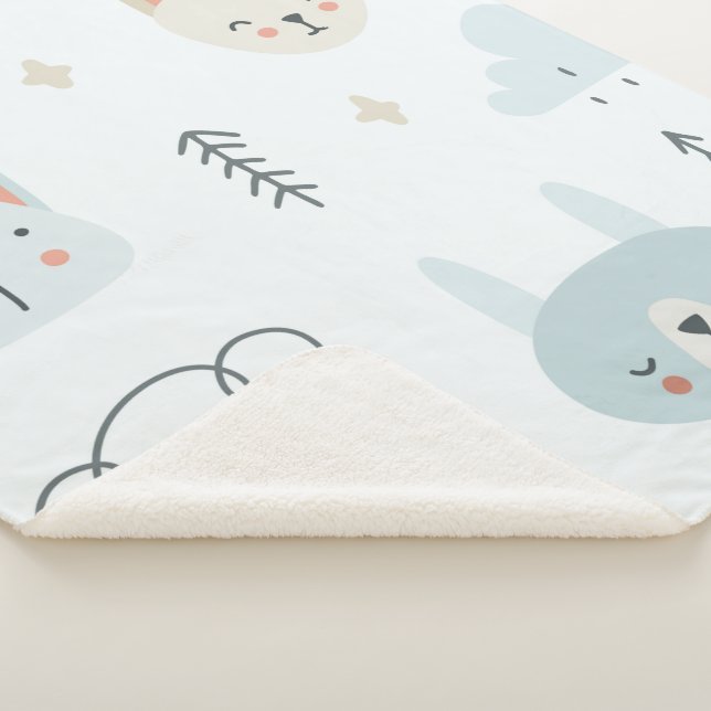 Cobertor Sherpa Adoráveis garotos de padrão pastel (3/4)