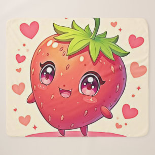 Cobertor Sherpa Adorável Design de Strawberry Love