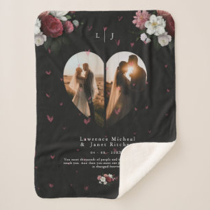 Cobertor Sherpa adorável forma personalizada do coração 2 Colagem