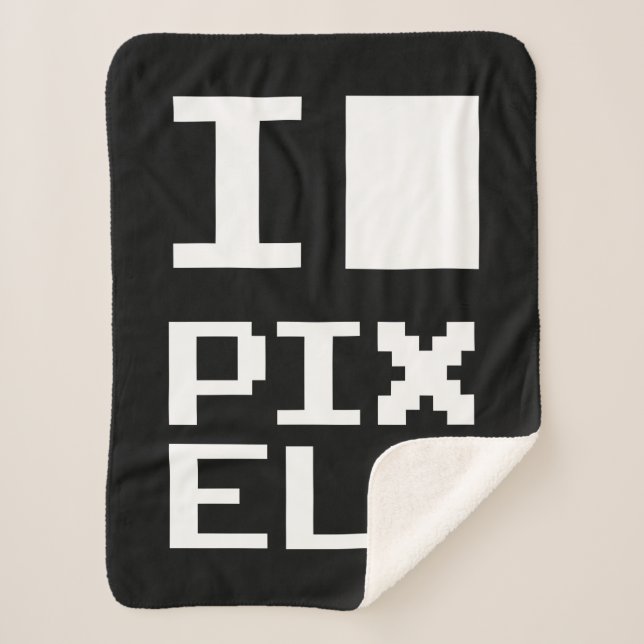 Cobertor Sherpa Adoro Pixels, design de geek, arte de pixel (Frente)