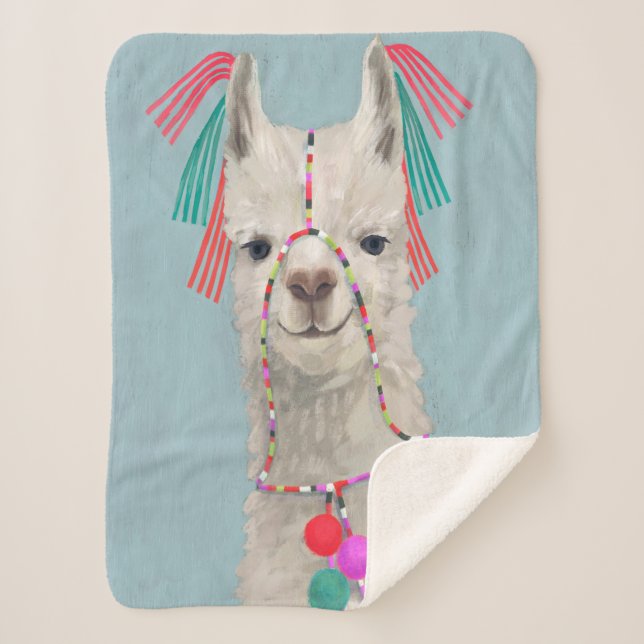 Cobertor Sherpa Adorted Llama - Branco (Frente)