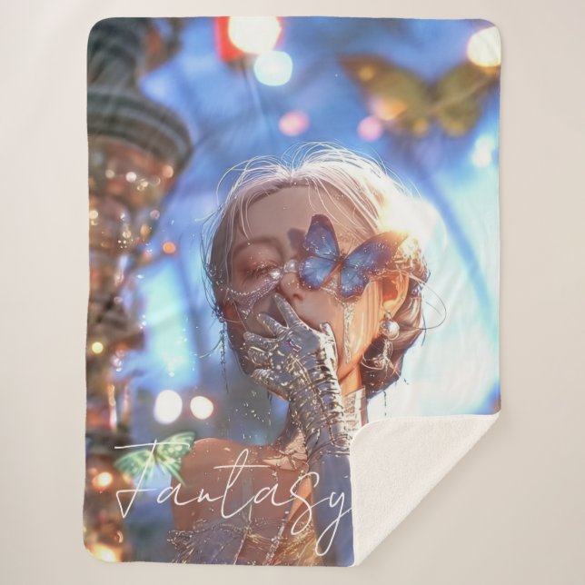 Cobertor Sherpa Aesthetic / Dark Fantasy Girl (Frente)