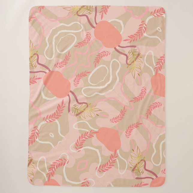 Cobertor Sherpa Aesthetic Leaf Design (Frente)