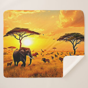 Cobertor Sherpa African Sunset Safari Majestade Design