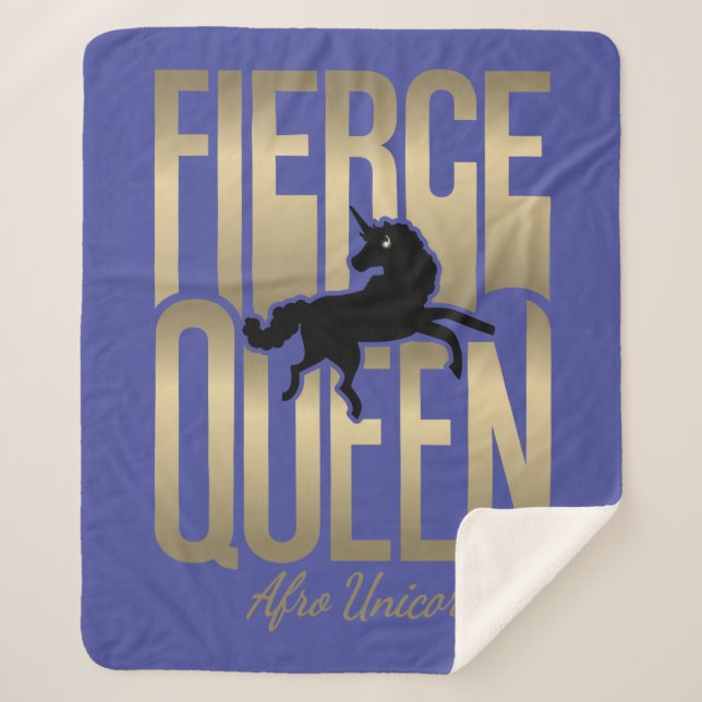 Cobertor Sherpa Afro Unicorn Fierce Queen (Frente)
