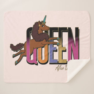 Cobertor Sherpa Afro Unicorn Queen Design