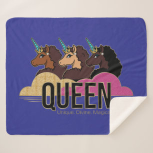 Cobertor Sherpa Afro Unicorn Queen Trio Design