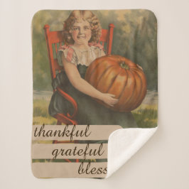 Cobertor Sherpa Agradeço a sua benção | Rapariga com Abóbora