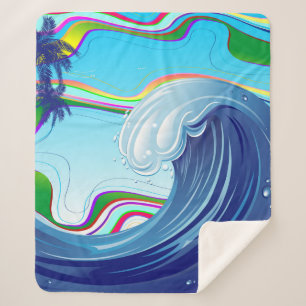 Cobertor Sherpa Água das ondas grandes do oceano marinho